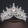 Baroque Crystal Tiara Retro Exquisite Black Rhinestone Crown Bar Mitzvah Korean Headband Wedding Girls Gift Hair Accessories Women Hair Hoop(Silver) view 1