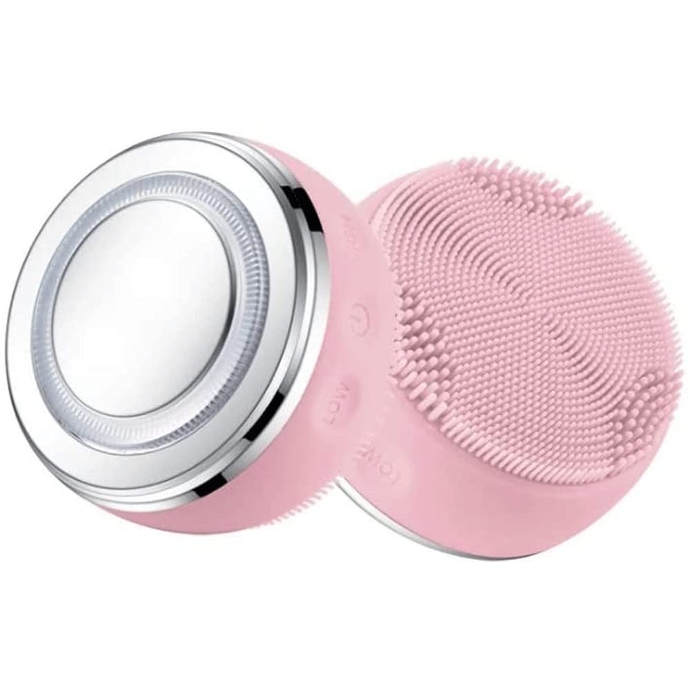 OJOINK Facial Cleansing Brush, Soft Silicone, Waterproof Vibrating Face Brush for Deep Cleansing, Exfoliating and Massaging (Color : Pink)