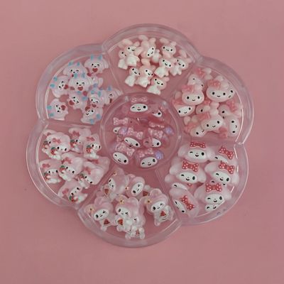 Cute Nail Charms Bundle set B includes 70pcs of charms with flower box storage (PinkA-70pcs)