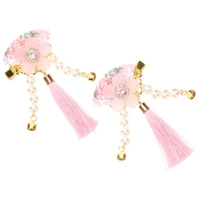 1 Pair Japanese Fan Hairpin Kimono Headdress Flower Hair Clip Girls Hairpins Tassel Hairpin Barrettes for Girls Kimono Hair Ornament Hair Decoration Women Hair Accessories