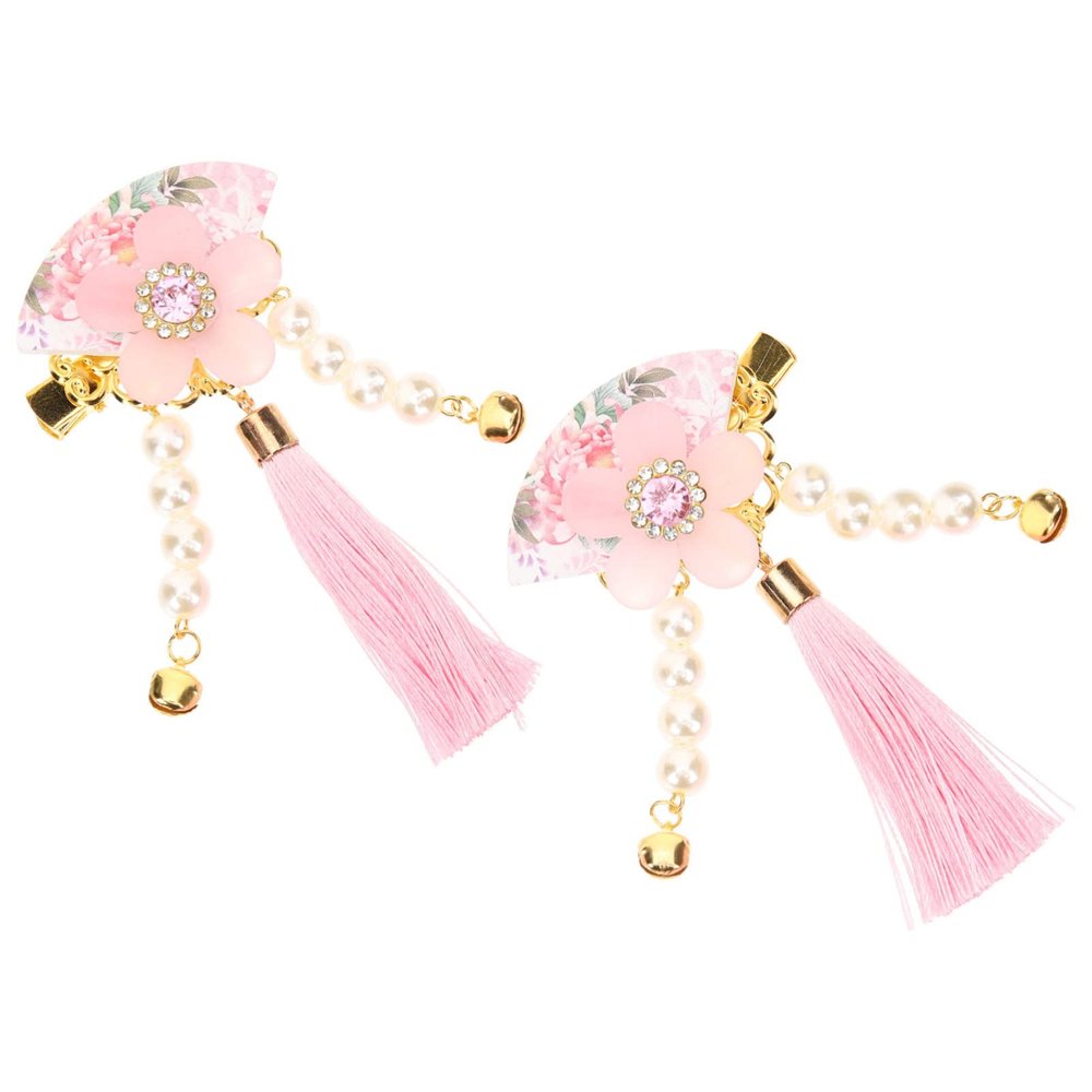 1 Pair Japanese Fan Hairpin Kimono Headdress Flower Hair Clip Girls Hairpins Tassel Hairpin Barrettes for Girls Kimono Hair Ornament Hair Decoration Women Hair Accessories