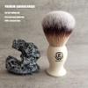 3 in1 Premium Shaving Brush Kit for Men Includes Vegan Badger Synthetic Hair Shaving Brush,Stainless Steel Shaving Soap Bowl,Heavy Safety Stand for Mens Gift (Ivory White) view 3