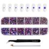 Beadsland Rhinestones for Makeup,8 Sizes 2500pcs Purple Flatback Rhinestones Eye Gems for Nails Crafts with Tweezers and Wax Pencil,Purple Velvet,SS4-SS30 view 1