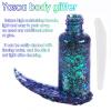 Body Glitter Gel,30ML Holographic Face Adhesive Mermaid Sequins Body Chunky Glitter Powder Liquid Lotion for Women Hair,Festival Carnival Makeup,Girls Stage,Rave Accessories - Peacock view 2