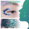 Body Glitter Gel,30ML Holographic Face Adhesive Mermaid Sequins Body Chunky Glitter Powder Liquid Lotion for Women Hair,Festival Carnival Makeup,Girls Stage,Rave Accessories - Peacock view 3