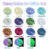 Body Glitter Gel,30ML Holographic Face Adhesive Mermaid Sequins Body Chunky Glitter Powder Liquid Lotion for Women Hair,Festival Carnival Makeup,Girls Stage,Rave Accessories - Peacock view 4