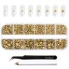 Beadsland Rhinestones for Makeup,8 Sizes 2500pcs Gold Flatback Rhinestones Face Gems for Nails Crafts with Tweezers and Wax Pencil,Metal Sunlight,SS4-SS30 view 1