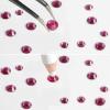 Beadsland Rhinestones for Makeup,8 Sizes 2500pcs Glass Flatback Rhinestones Eye Gems for Nails Crafts with Tweezers and Wax Pencil,Fuchsia,SS4-SS30 view 4