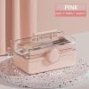WMM Makeup Storage Organizer, Large Capacity Makeup Organizer with Transparent Visual Cover, Handle 3 Layers Portable Cosmetic Storage Box Easily Organize Your Cosmetics, Jewelry and Hair Accessories view 2