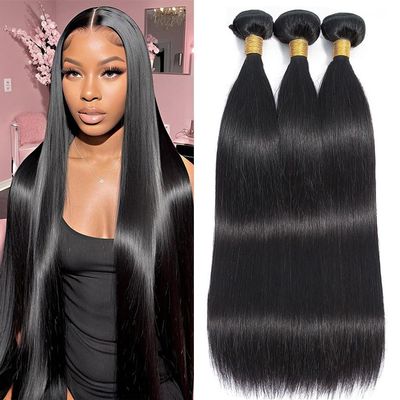 10A Straight Bundles Human Hair 26 28 30 Inch 100% Unprocessed Virgin Brazilian Straight Human Hair Weave 3 Bundles Natural Black Color