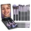 BS-MALL Travel Makeup Brush Set Foundation Powder Concealers Eye Shadows Makeup Set with LED light Mirror 14 Pcs (Purple) view 1