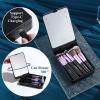 BS-MALL Travel Makeup Brush Set Foundation Powder Concealers Eye Shadows Makeup Set with LED light Mirror 14 Pcs (Purple) view 3