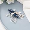 Catery Blue Rhinestone Bride Wedding Hair Comb Ceramic Flower Bridal Hair Clips Headpiece Hair Accessories for Women and Girls view 1