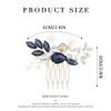 Catery Blue Rhinestone Bride Wedding Hair Comb Ceramic Flower Bridal Hair Clips Headpiece Hair Accessories for Women and Girls view 2
