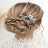 Catery Blue Rhinestone Bride Wedding Hair Comb Ceramic Flower Bridal Hair Clips Headpiece Hair Accessories for Women and Girls view 3