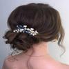 Catery Blue Rhinestone Bride Wedding Hair Comb Ceramic Flower Bridal Hair Clips Headpiece Hair Accessories for Women and Girls view 4