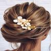 Catery Flower Bride Wedding Hair Comb Gold Floral Hairpiece Crystal Bridal Side Clips Accessories for Women view 1
