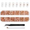 Beadsland Rhinestones for Makeup,8 Sizes 2500pcs Champagne Flatback Rhinestones Eye Gems for Nails Crafts with Tweezers and Wax Pencil,Light Peach,SS4-SS30 view 1