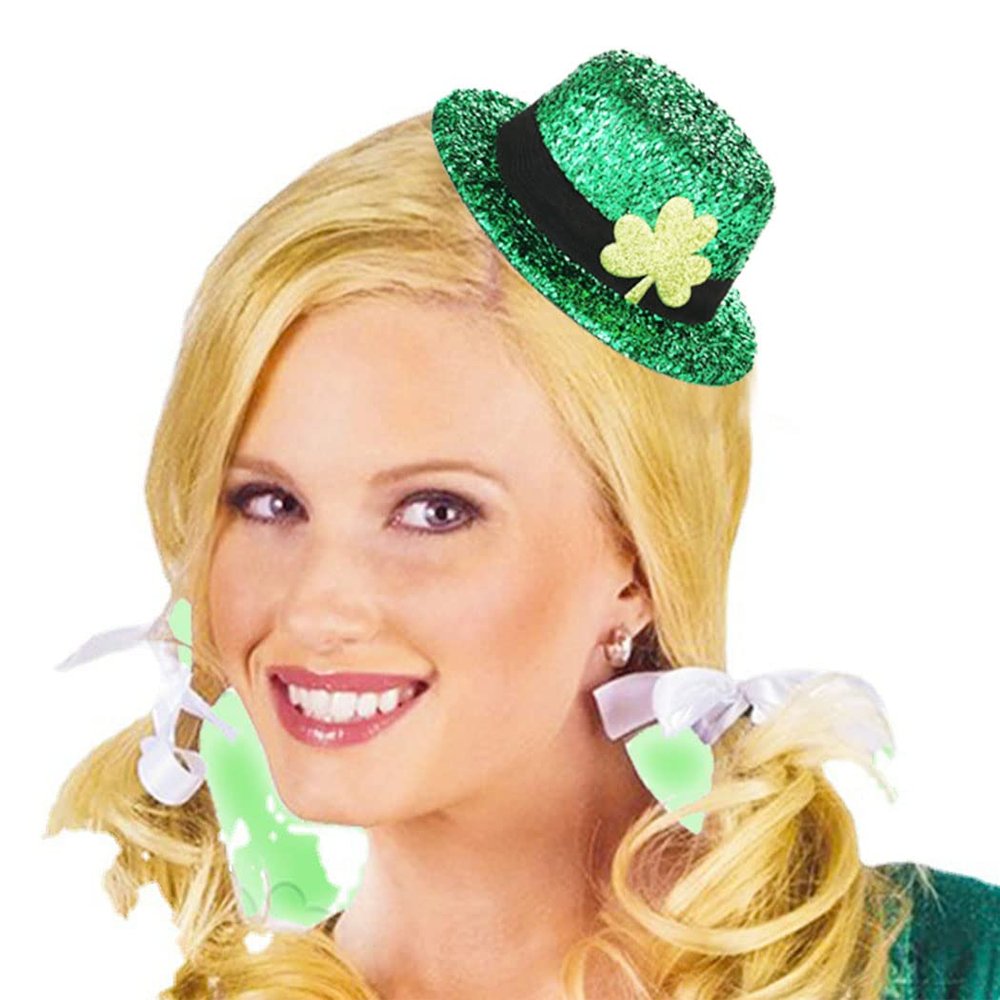 BARTOSI St. Patrick's Day Hat Hair Clips Mini Leprechaun Hats Green Shamrock Hairpin Saint Patricks Day Hair Accessories for Women