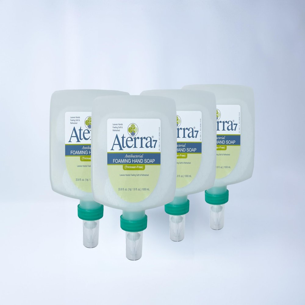 Aterra7 Foaming Hand Soap, 1 Liter Plastic Bottle for Wall Dispenser, 4-Pack