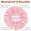 Adjustable Shower Caps for Women Reusable Waterproof Satin Lining Large Shower Cap for Women and Men Long Hair Braids Curly Hair (L,Pink/Pink) view 2