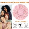 Adjustable Shower Caps for Women Reusable Waterproof Satin Lining Large Shower Cap for Women and Men Long Hair Braids Curly Hair (L,Pink/Pink) view 4