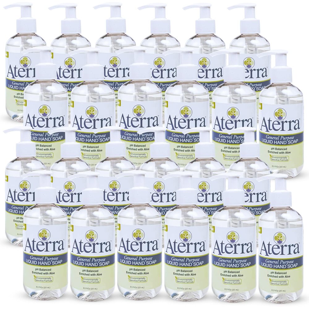 Aterra General Purpose Liquid Hand Soap, Bio-Based, Made in the USA, 8.5 oz Bulk 24-Pack