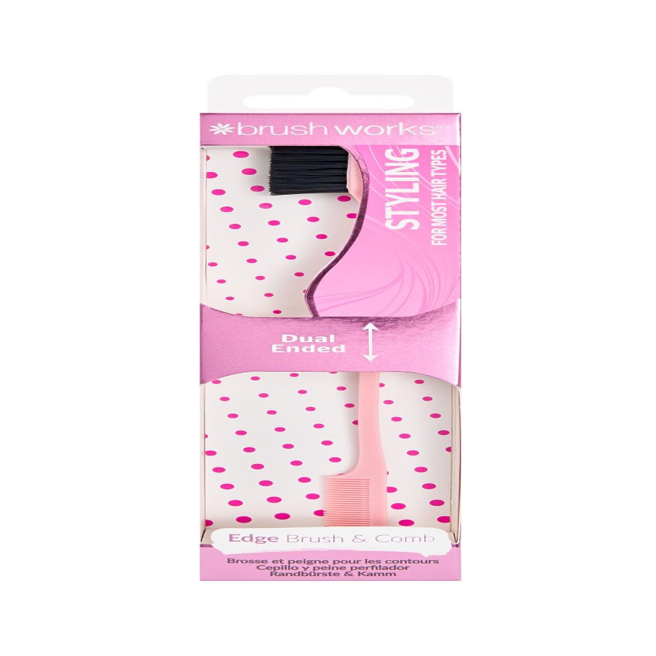 Brushworks Edge Brush & Comb Pink