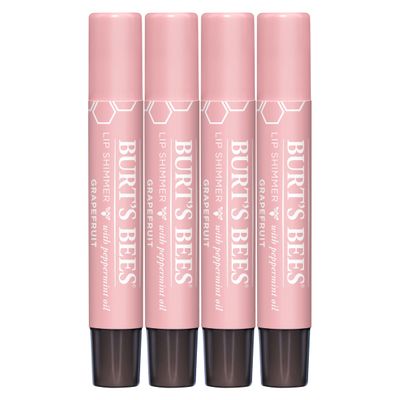 Burt's Bees Shimmer Lip Tint Set, Tinted Lip Balm Stick, Moisturizing for All Day Hydration with Natural Origin Glowy Pigmented Finish & Buildable Color, Grapefruit (4-Pack)