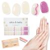 ALICE & BELLA Valentine's Day Semi Cured Gel Nail Strips-20 PCS Pink Heart Pattern Gel Stickers, Use with UV Light Lamp, Salon Quality Manicure Wraps (Pink Swirl Hearts) view 1