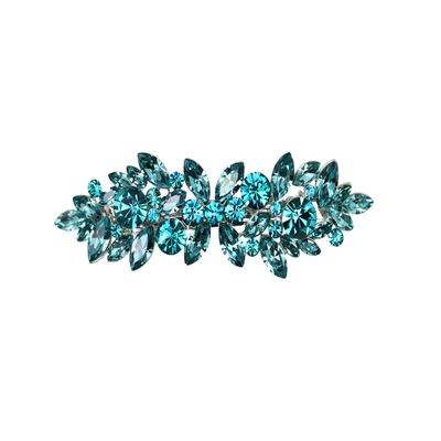 Faship Gorgeous Teal Rhinestone Crystal Floral Hair Barrette Clip