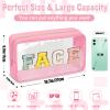 Chenille Letter Clear Makeup Bags Face Pouch, Preppy Patch Makeup Bag with Zipper, Transparent PVC & Nylon Waterproof Portable Glitter Cosmetic Bag Travel Toiletry Storage for Women Girl(FACE-Pink) view 2