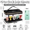 Chenille Letter Clear Makeup Bags Stuff Pouch, Preppy Patch Makeup Bag Zipper with Handle, Transparent PVC & Nylon Waterproof Glitter Cosmetic Handbag Travel Toiletry Storage for Women(STUFF-Black) view 2