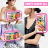 Chenille Letter Clear Makeup Bags Stuff Pouch, Preppy Patch Makeup Bag with Zipper, Transparent PVC & Nylon Waterproof Portable Glitter Cosmetic Bag Travel Toiletry Storage for Women Girl(STUFF-Rose) view 4