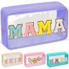 Chenille Letter Clear Makeup Bag with Zipper and Waterproof Nylon Material view 1