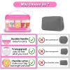 Chenille Letter Clear Makeup Bags Stuff Pouch, Preppy Patch Makeup Bag Zipper with Handle, Transparent PVC & Nylon Waterproof Glitter Cosmetic Handbag Travel Toiletry Storage for Women(STUFF-Rose) view 4