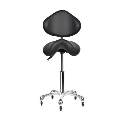 Cadiario Saddle Stool Rolling Chair with Back Support Swivel Adjustable Height Ergonomic Thick Seat Cushion with Wheels for Nail Lash Tech Esthetician Tattoo Artist Salon Hair Cutting Stylist Black