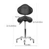 Cadiario Saddle Stool Rolling Chair with Back Support Swivel Adjustable Height Ergonomic Thick Seat Cushion with Wheels for Nail Lash Tech Esthetician Tattoo Artist Salon Hair Cutting Stylist Black view 2