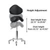 Cadiario Saddle Stool Rolling Chair with Back Support Swivel Adjustable Height Ergonomic Thick Seat Cushion with Wheels for Nail Lash Tech Esthetician Tattoo Artist Salon Hair Cutting Stylist Black view 3