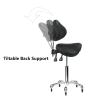 Cadiario Saddle Stool Rolling Chair with Back Support Swivel Adjustable Height Ergonomic Thick Seat Cushion with Wheels for Nail Lash Tech Esthetician Tattoo Artist Salon Hair Cutting Stylist Black view 4
