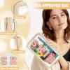 Chenille Letter Clear Makeup Bags Skin Pouch, Preppy Patch Makeup Bag with Zipper, Transparent PVC & Nylon Waterproof Portable Glitter Cosmetic Bag Travel Toiletry Storage for Women Girl(SKIN-Beige) view 3