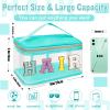 Chenille Letter Clear Makeup Bags Hair Pouch, Preppy Patch Makeup Bag Zipper with Handle, Transparent PVC & Nylon Waterproof Glitter Cosmetic Handbag Travel Toiletry Storage for Women Girl(HAIR-Green) view 2