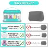 Chenille Letter Clear Makeup Bags Hair Pouch, Preppy Patch Makeup Bag Zipper with Handle, Transparent PVC & Nylon Waterproof Glitter Cosmetic Handbag Travel Toiletry Storage for Women Girl(HAIR-Green) view 4