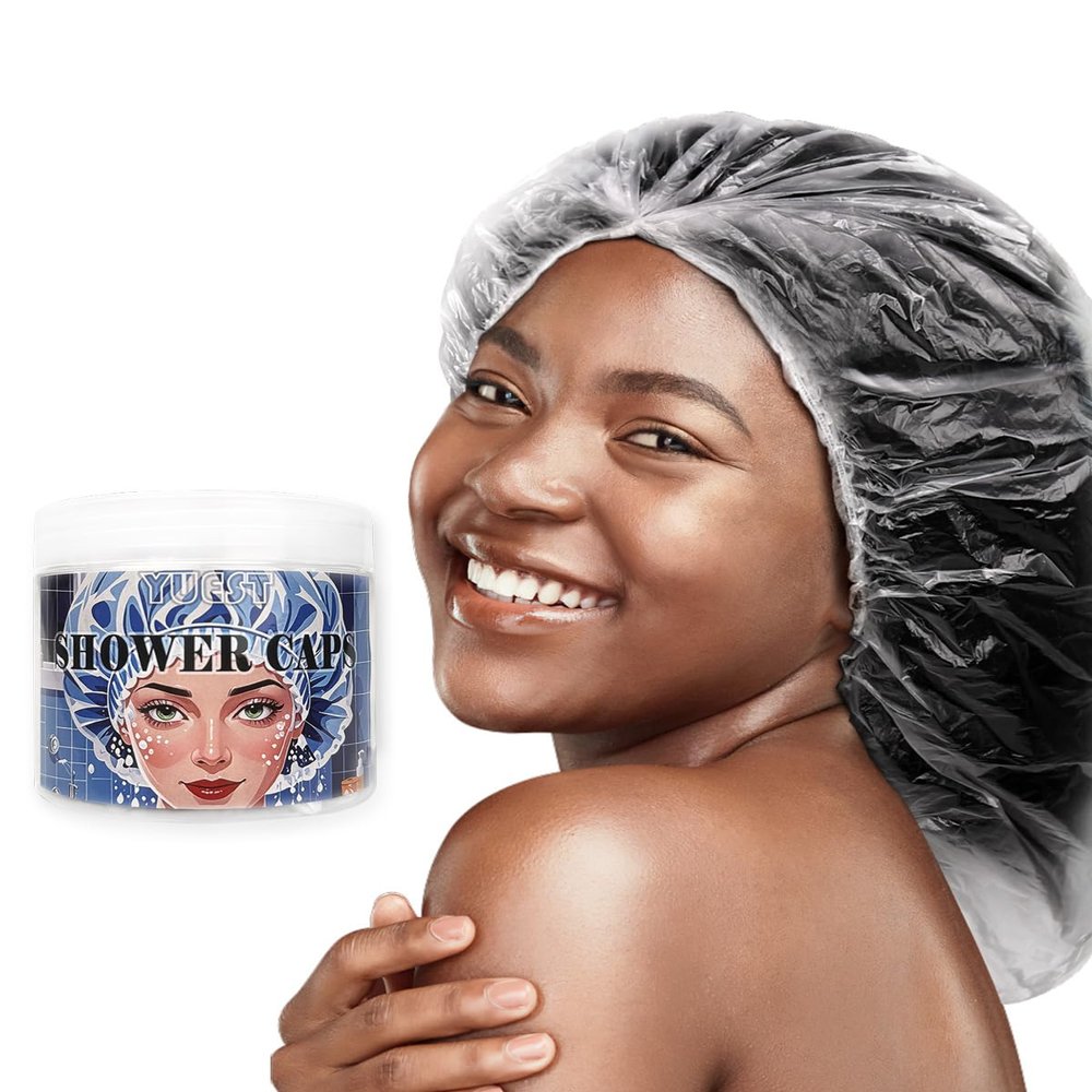 30 Pcs Disposable Shower Cap for Women XL Extra Large with Long Braids Waterproof Clear Elastic Bath Hair Shower Cap Disposable Spa Cap