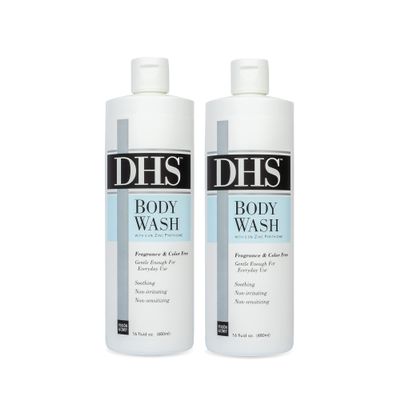 Person & Covey, Inc. DHS Moisturizing Body Wash - Gentle & Effective Body Wash Sensitive Skin, for Everyday Use - Unscented, Moisturizing for Men & Women, and Eczema Prone Skin - 2 Pack, 16 Oz.
