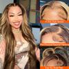 13x4 HD Body Wave Highlight Ombre Lace Front Wig Human Hair Pre Plucked 4/27 Honey Blonde Lace Frontal Wig For Women with Baby Hair 200% Density Glueless Body Wave Colored Lace Front Wig 18 Inch view 2