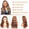 13x4 HD Body Wave Highlight Ombre Lace Front Wig Human Hair Pre Plucked 4/27 Honey Blonde Lace Frontal Wig For Women with Baby Hair 200% Density Glueless Body Wave Colored Lace Front Wig 18 Inch view 3