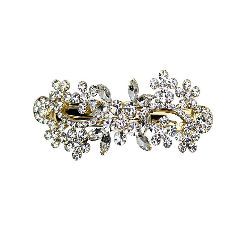 Faship Gorgeous Clear Crystal Floral Hair Clip Barrette