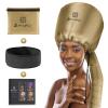 Bonnet Hood Hair Dryer Attachment - Soft, Adjustable Extra Large Bonnet Hair Dryer for Speeds Up Drying Time at Home, Easy to Use for Styling, Curling and Deep Conditioning (Gold) view 1
