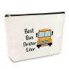Bus Driver Appreciation Gift Makeup Bag School Bus Driver Thank You Gift Cosmetic Bags Thanksgiving Birthday Christmas Retirement Graduation Going Away Present Travel Zipper Toiletries Pouch view 1